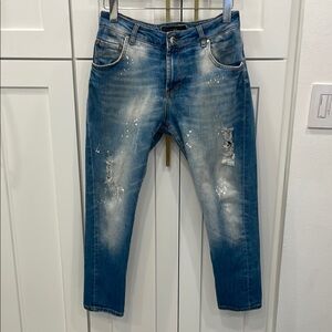 ETRO Distressed Skinny Jeans with Paint Marks size 27